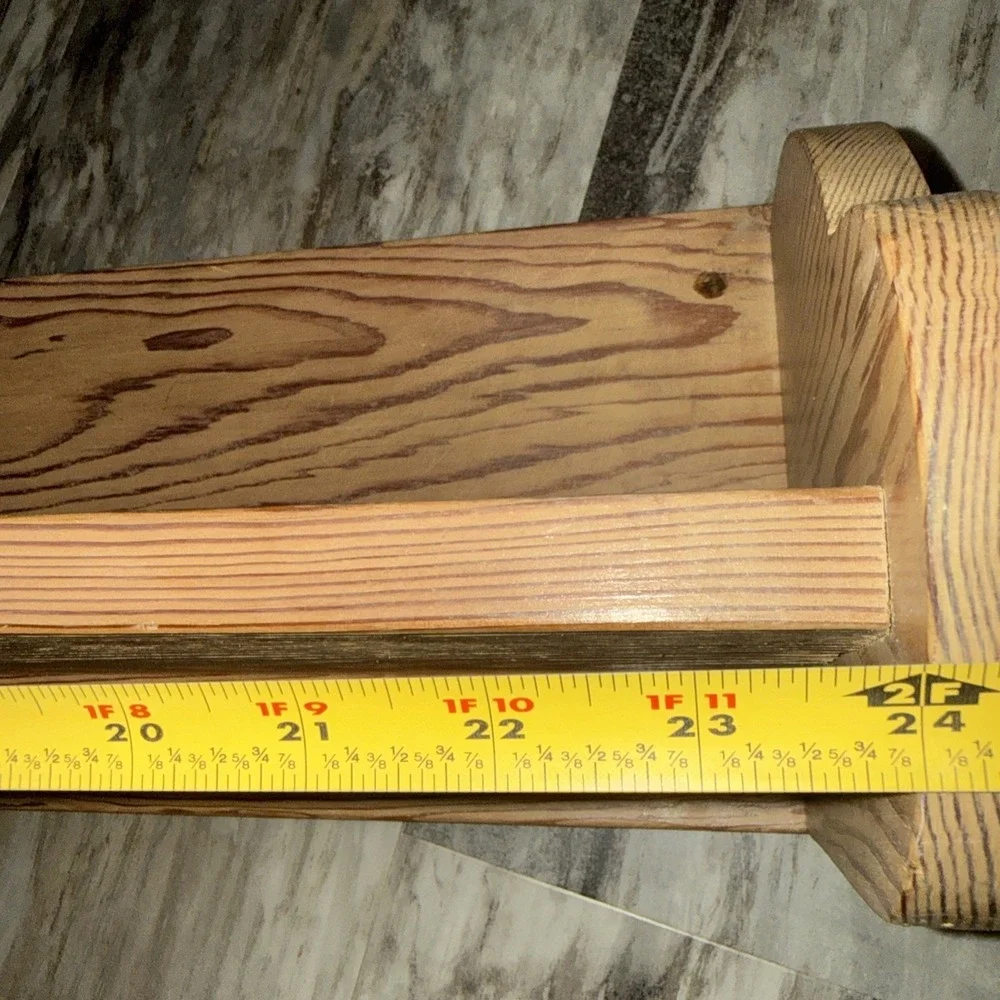 Vintage Heavy Rustic Primitive Country Wood Wall Corbel Shelf 25.5 In Cottage